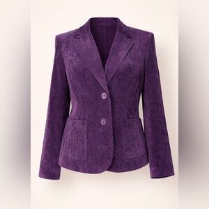 Studio Works Rich Purple Corduroy Blazer – Chic Tailored Jacket